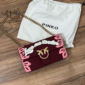 NEW Pinko Burgundy and Pink Bag with Gold Accents - Love Me Tender